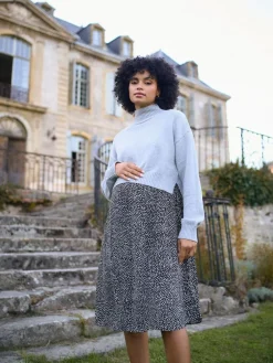 Sale Seraphine Grey Marl & Black Dot Maternity & Nursing Knit Top Dress