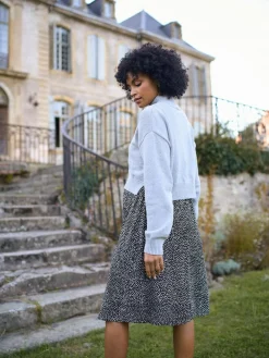 Sale Seraphine Grey Marl & Black Dot Maternity & Nursing Knit Top Dress