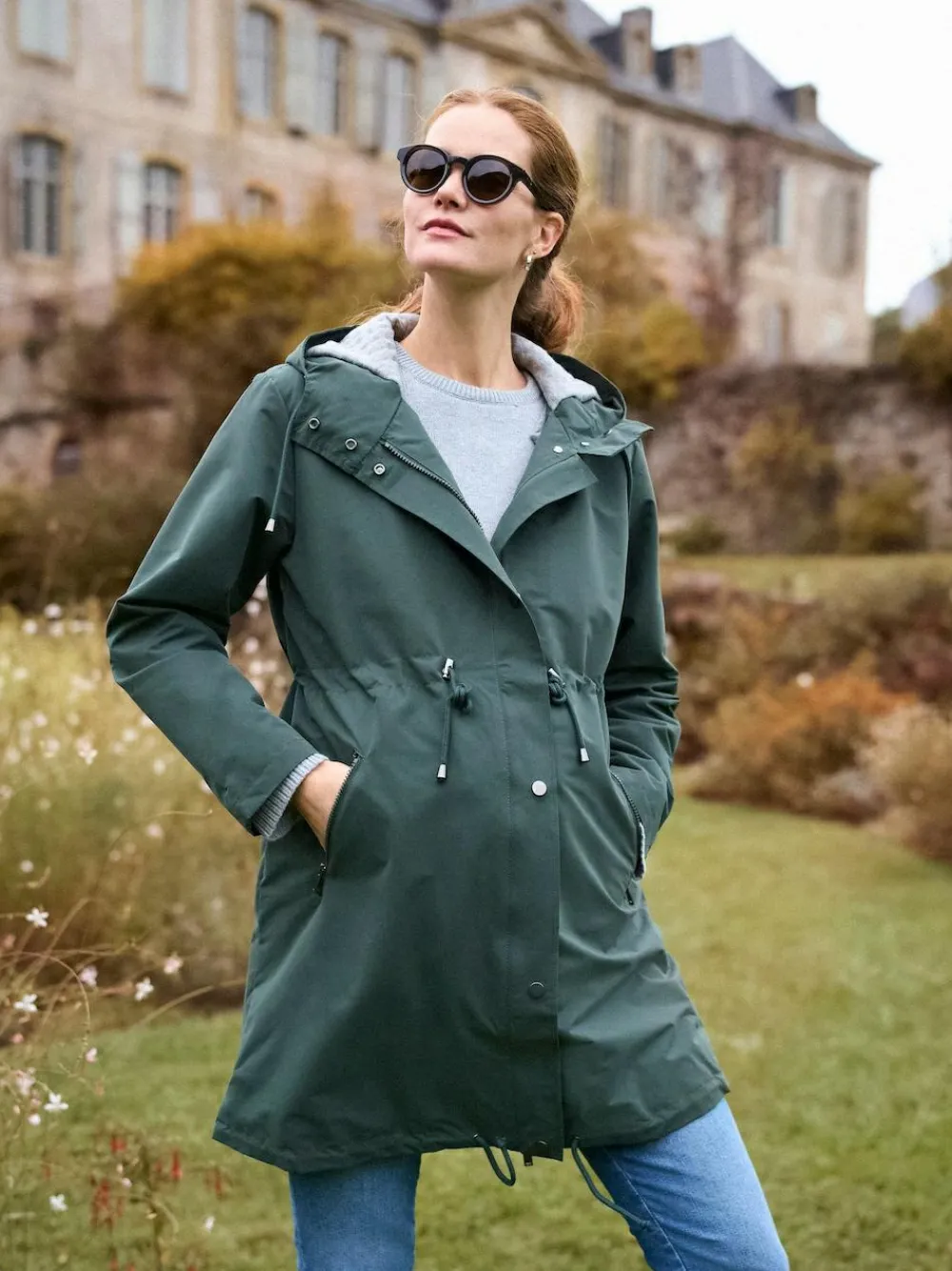 Hot Seraphine Maternity Green Lightweight Parka