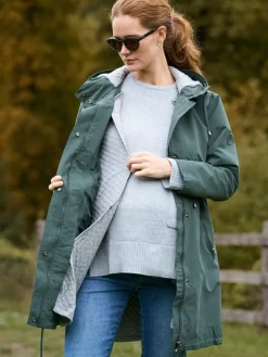 Hot Seraphine Maternity Green Lightweight Parka