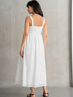 Seraphine Maternity V-Neck 100% Cotton White Dress^Women Midi Dresses|Dresses