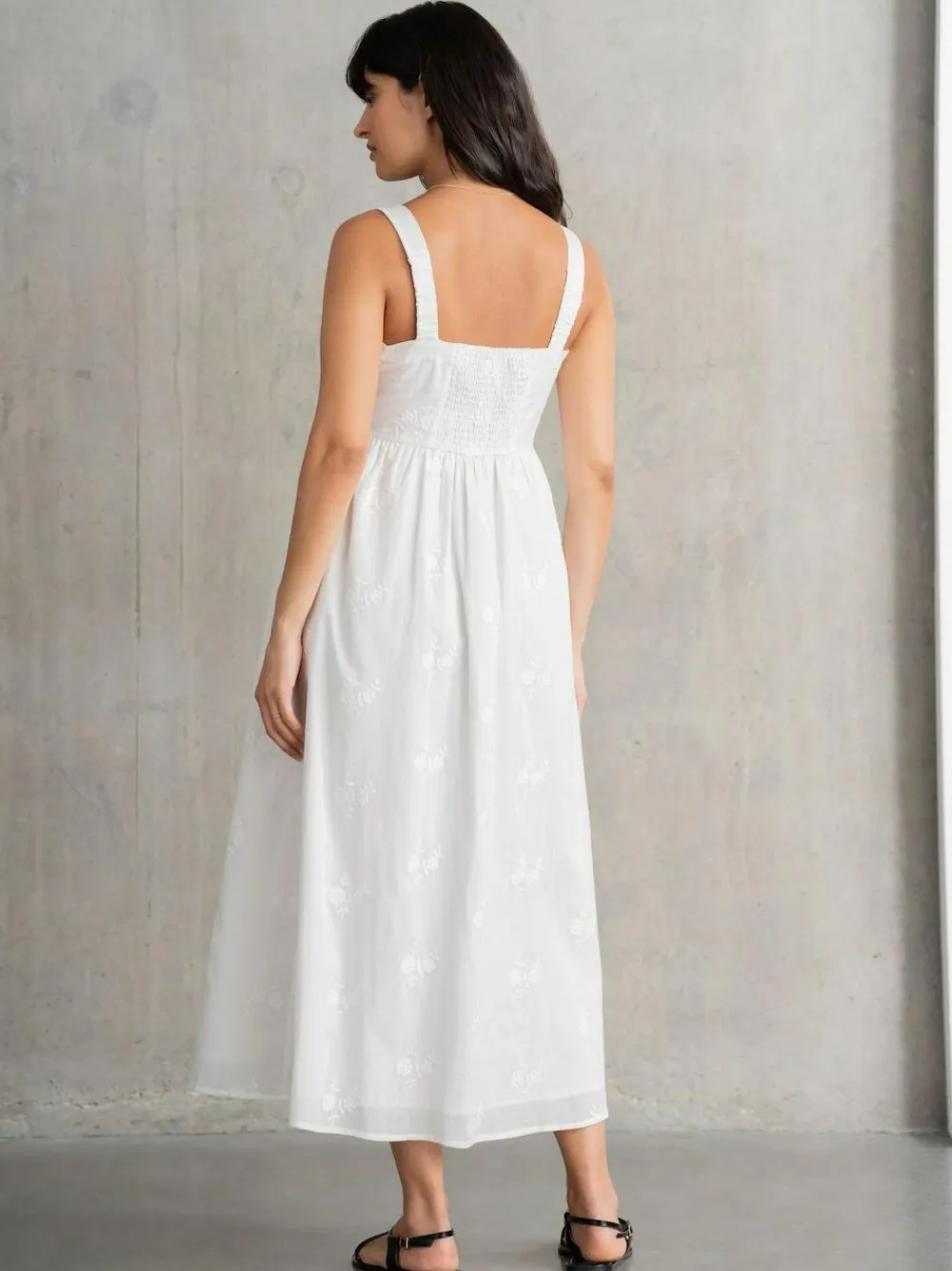 Seraphine Maternity V-Neck 100% Cotton White Dress^Women Midi Dresses|Dresses