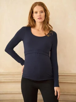 Seraphine Navy & Black Maternity & Nursing Bamboo Jersey Long Sleeve Tops 2 Pack^Women Tops & T-Shirts