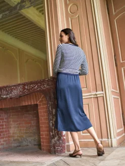 Seraphine Navy & White Maternity & Nursing Knit Top Dress^Women Midi Dresses|Knitwear