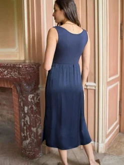 Seraphine Navy & White Maternity & Nursing Knit Top Dress^Women Midi Dresses|Knitwear