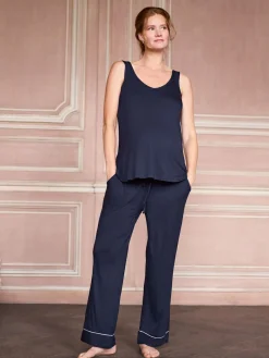 Seraphine Navy & White Maternity & Nursing Nightwear 3 Piece Set^Women Pyjamas|All Night & Lounge