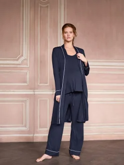 Seraphine Navy & White Maternity & Nursing Nightwear 3 Piece Set^Women Pyjamas|All Night & Lounge
