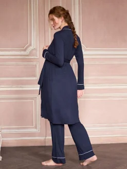 Seraphine Navy & White Maternity & Nursing Nightwear 3 Piece Set^Women Pyjamas|All Night & Lounge