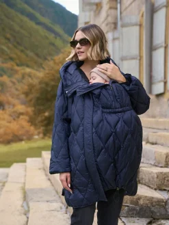 Seraphine Navy Lightweight Quilted 3 in 1 Maternity & Babywearing Coat^Women Coats & Jackets|Coats & Jackets