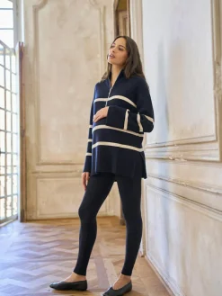 Seraphine Navy Stripe Wool Cotton Blend Maternity & Nursing Jumper^Women Nightwear|Knitwear