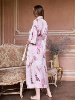 Hot Seraphine Pink Floral Print Maternity Satin Kimono