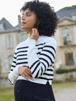 Discount Seraphine White & Black Stripe Maternity & Nursing Knit Top Dress