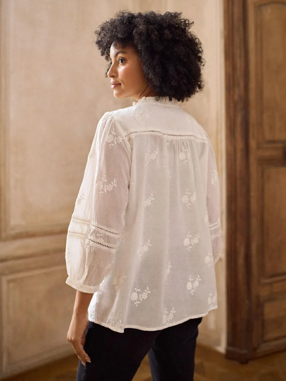Seraphine White Ivory Maternity & Nursing Cotton Embroidered Blouse^Women Tops & T-Shirts|Blouses & Shirts