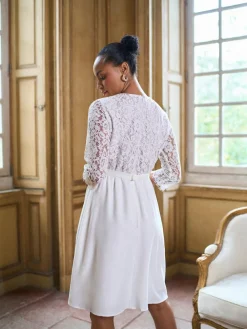 Seraphine White Ivory Premium Lace Bodice Maternity & Nursing Occasion Bridal Dress