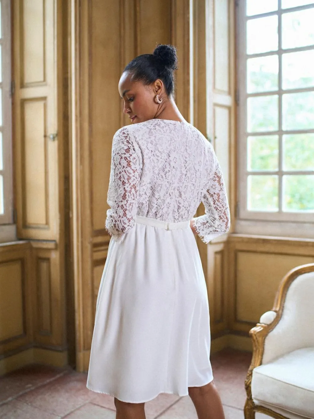 Seraphine White Ivory Premium Lace Bodice Maternity & Nursing Occasion Bridal Dress