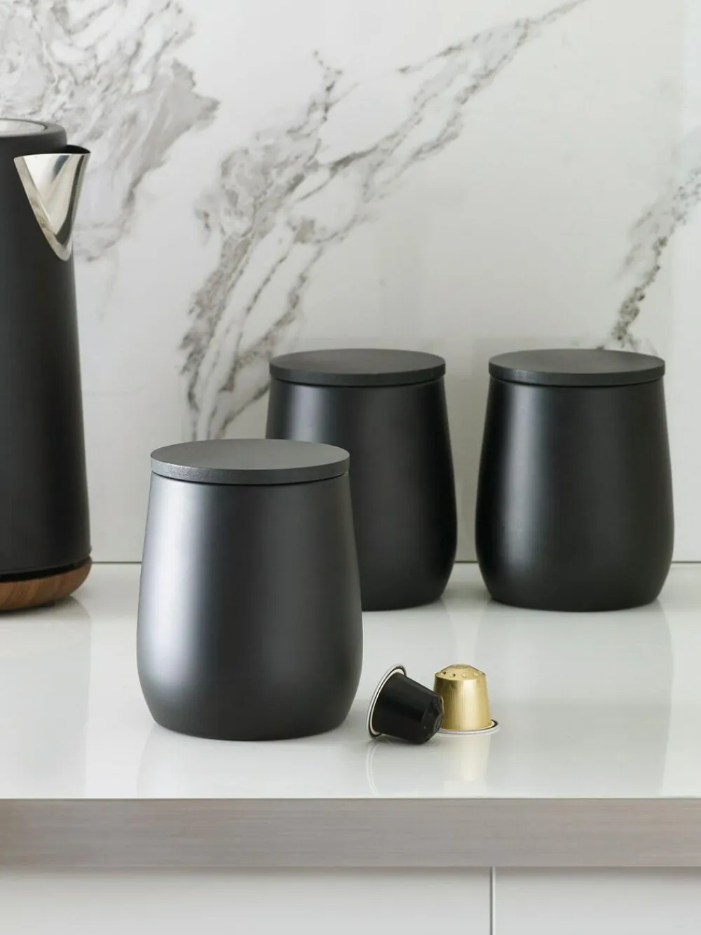 Next Set of 3 Black Moderna Storage Tins^ Storage & Organisation