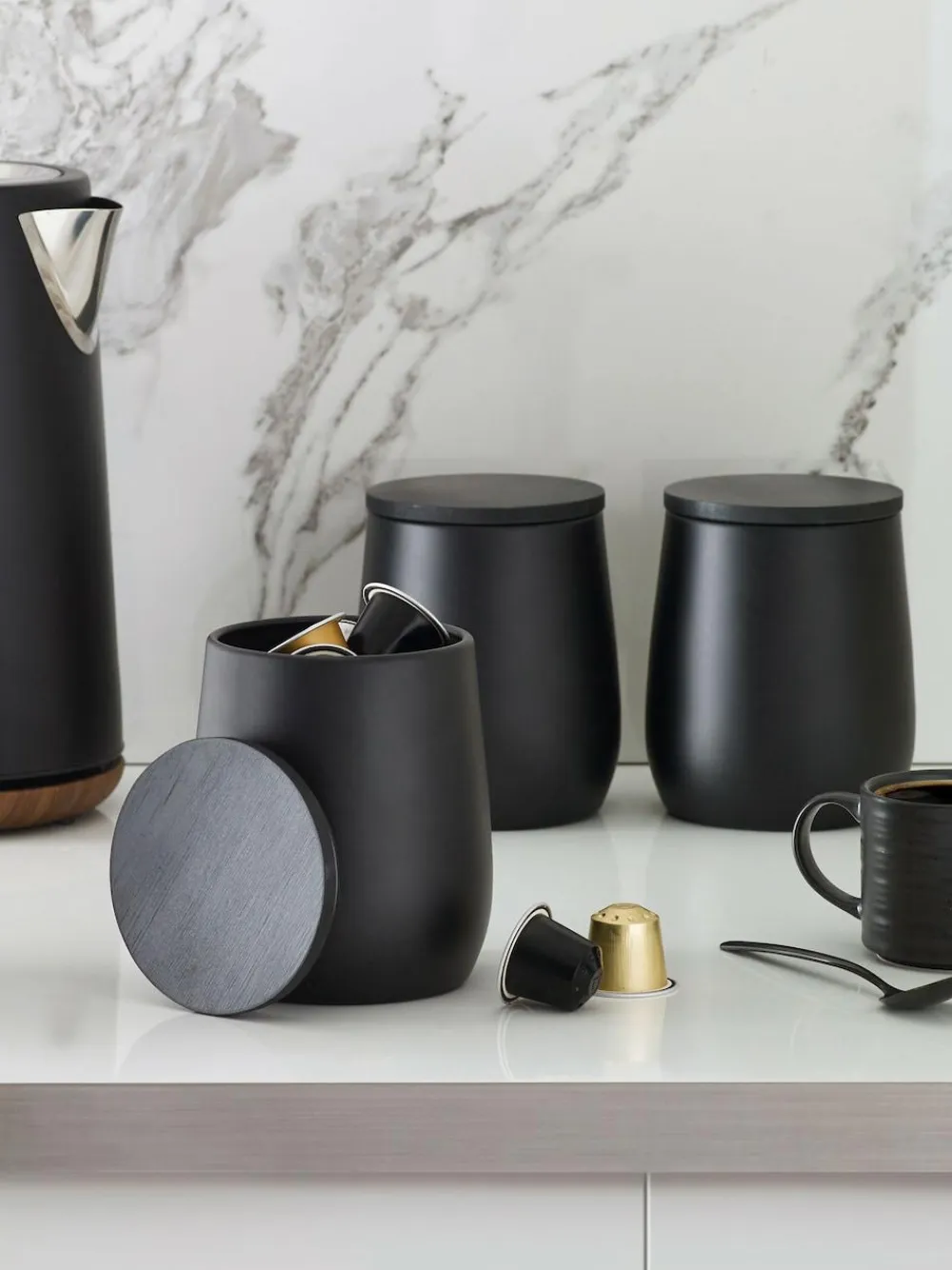 Next Set of 3 Black Moderna Storage Tins^ Storage & Organisation