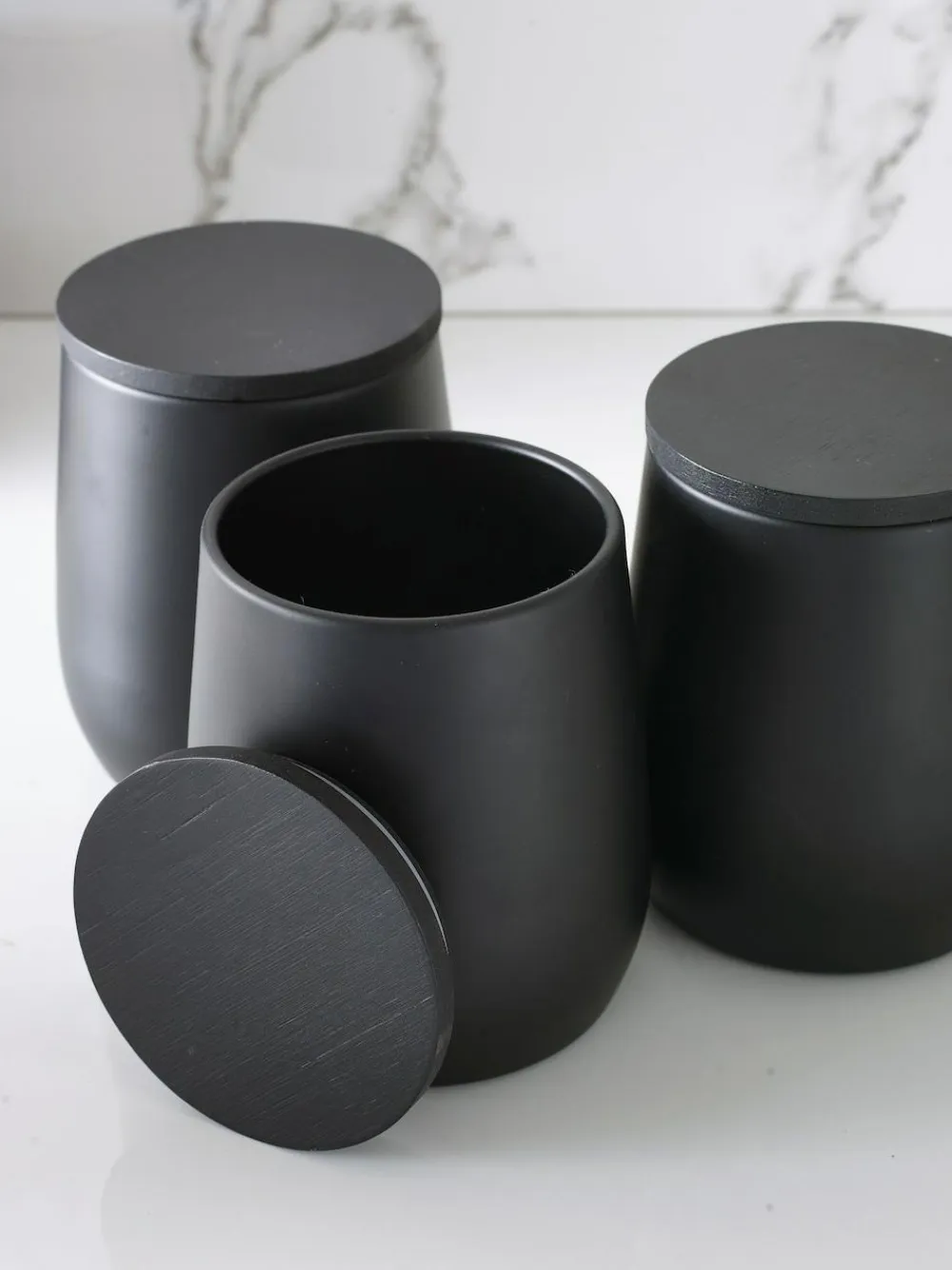 Next Set of 3 Black Moderna Storage Tins^ Storage & Organisation