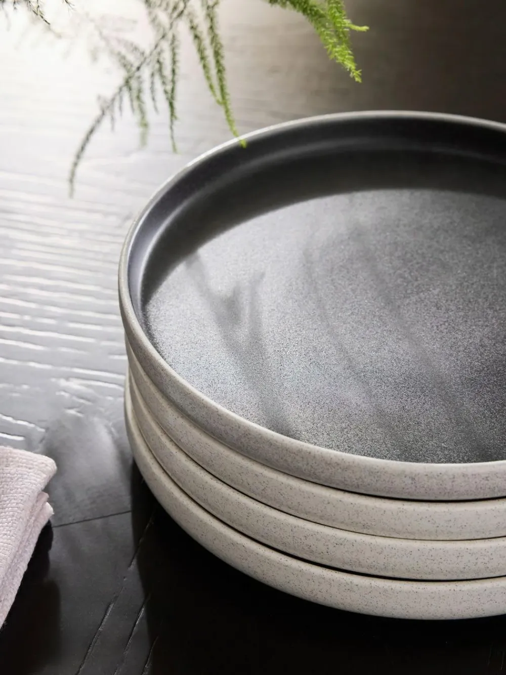 Next Set of 4 Black Otis Side Plates^ Dinner Sets & Pasta Bowls