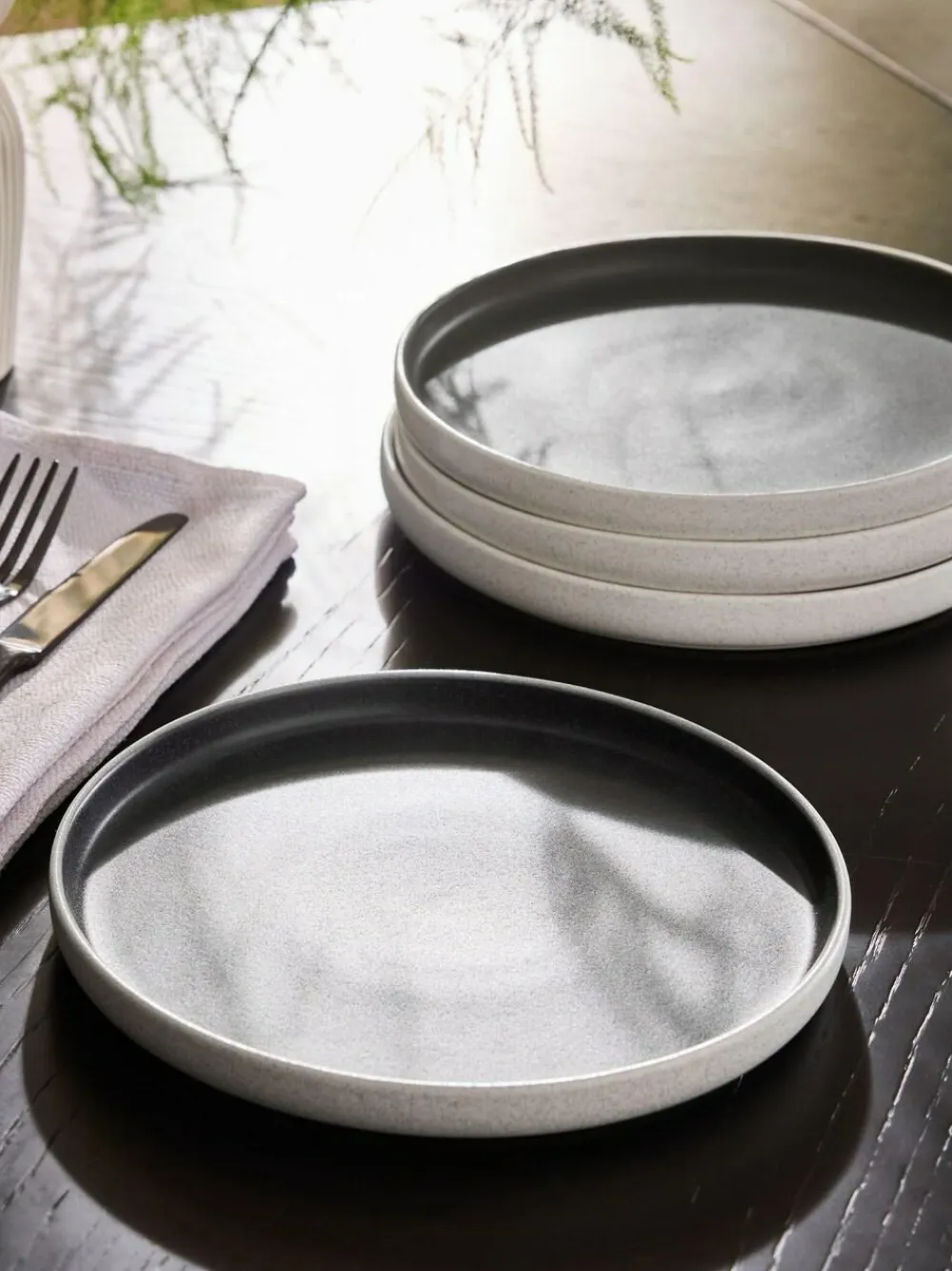 Next Set of 4 Black Otis Side Plates^ Dinner Sets & Pasta Bowls