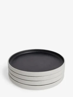 Next Set of 4 Black Otis Side Plates^ Dinner Sets & Pasta Bowls