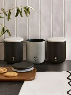 Next Set of 3 Black/Grey Otis Storage Jars^ Storage & Organisation