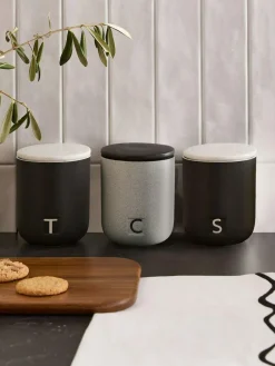 Next Set of 3 Black/Grey Otis Storage Jars^ Storage & Organisation