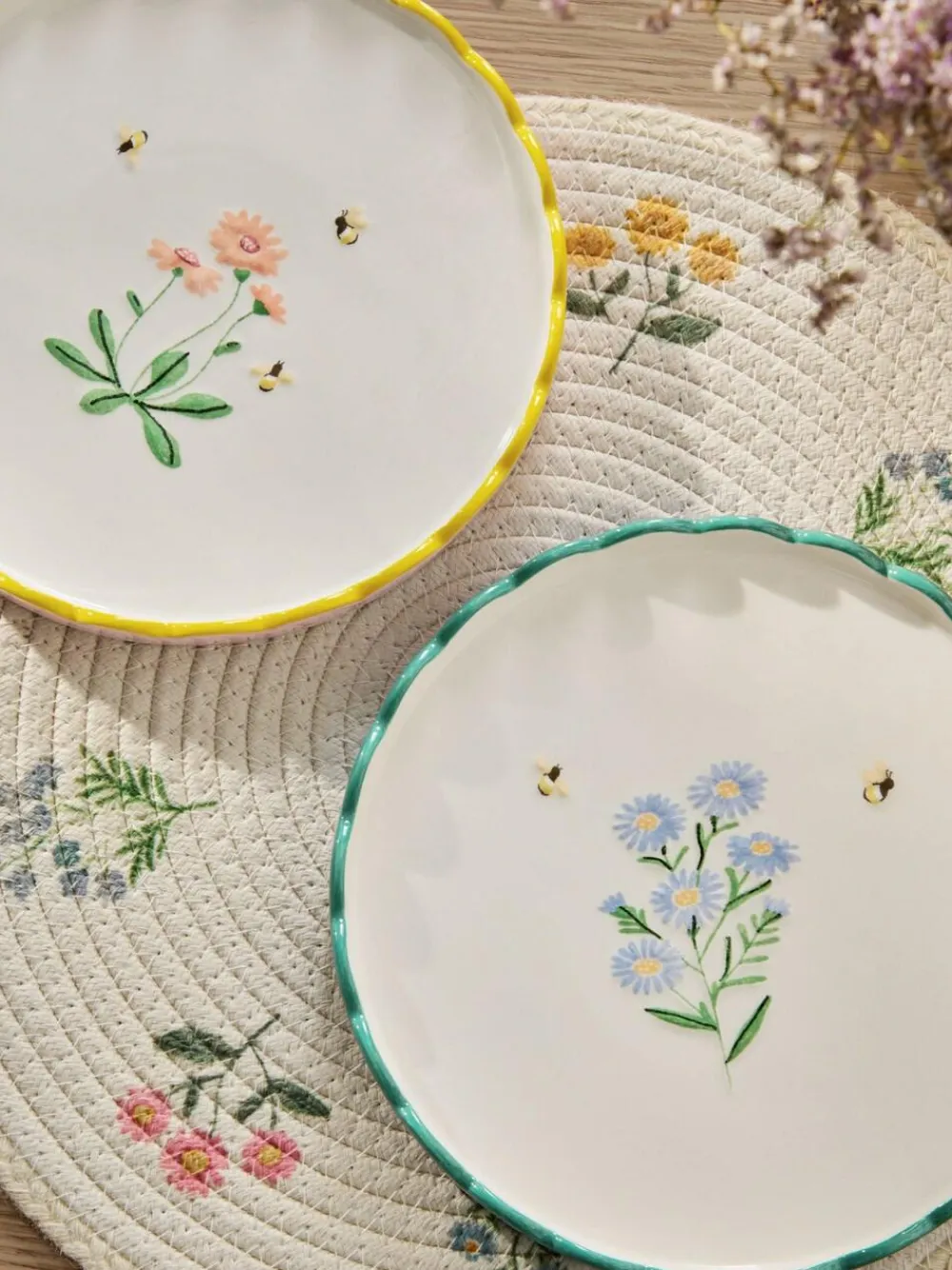 Next Set of 2 Blue and Pink Maisie Floral Print Scallop Edge Side Plates^ Dinner Sets & Pasta Bowls