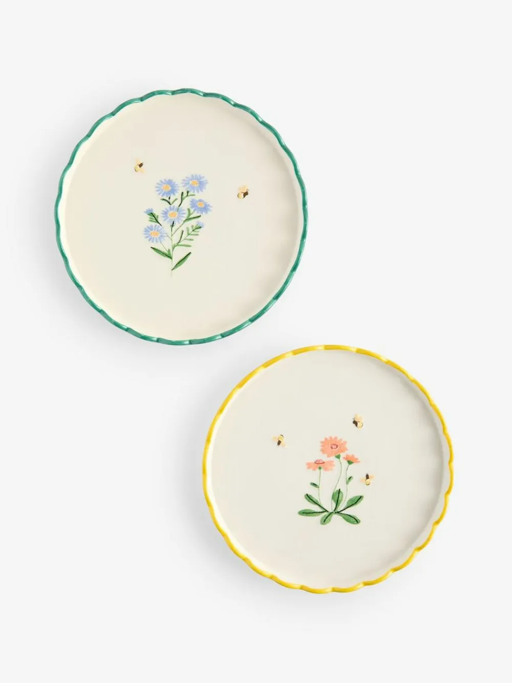 Next Set of 2 Blue and Pink Maisie Floral Print Scallop Edge Side Plates^ Dinner Sets & Pasta Bowls