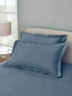 Next Set of 2 Blue Mid Cotton Rich Pillowcases^ Bedsheets & Pillow Cases