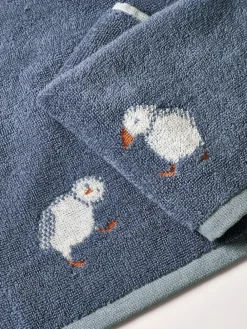 Next Set of 2 Blue Puffin Set of 2 100% Cotton Face Cloths^ Towels & Bathmats