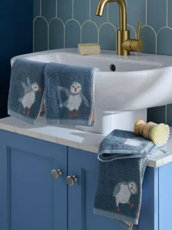 Clearance Next Set of 2 Blue Puffin Set of 4 100% Cotton Face Cloths