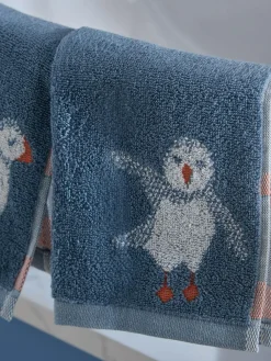 Clearance Next Set of 2 Blue Puffin Set of 4 100% Cotton Face Cloths
