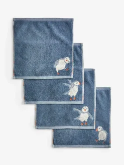 Clearance Next Set of 2 Blue Puffin Set of 4 100% Cotton Face Cloths