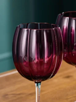 Next Set of 4 Ottilie Wine Glasses Burgundy Red