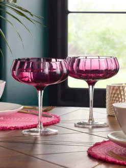 New Next Set of 2 Ottilie Cocktail Glasses Burgundy Red
