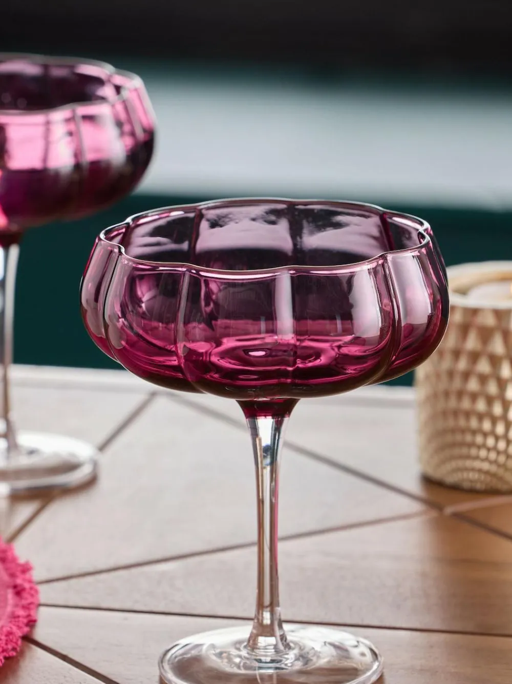 New Next Set of 2 Ottilie Cocktail Glasses Burgundy Red