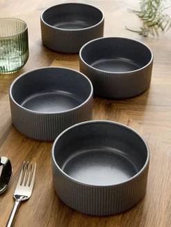 Next Set of 4 Charcoal Grey Stamford Set of 4 Cereal Bowls^ Dinner Sets & Pasta Bowls