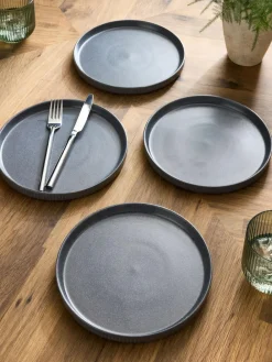 Next Set of 4 Charcoal Grey Stamford Side Plates^ Dinner Sets & Pasta Bowls