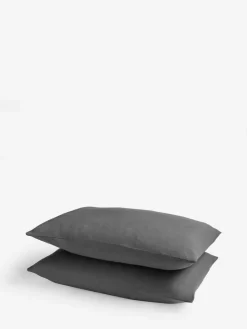 New Next Set of 2 Supersoft 100% Brushed Cotton Pillowcases Charcoal Grey