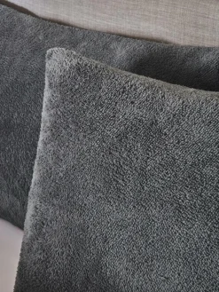 Next Set of 2 Charcoal Grey Teddy Fleece Pillowcases^ Bedsheets & Pillow Cases