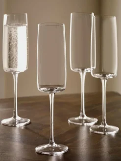 Next Set of 4 Clear Angular Champagne Flutes^ Glassware