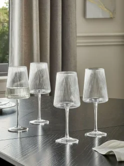 Next Set of 4 Clear Hollis Angular Wine Glasses^ Glassware