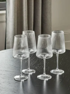 Next Set of 4 Clear Hollis Angular Wine Glasses^ Glassware