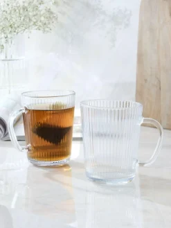 Next Set of 2 Clear Hollis Glass Mugs^ Mugs & Cups