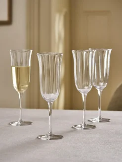 Next Set of 4 Clear Sadie Scallop Champagne Flutes^ Glassware