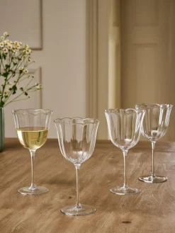 Next Set of 4 Clear Sadie Scallop Wine Glasses^ Glassware