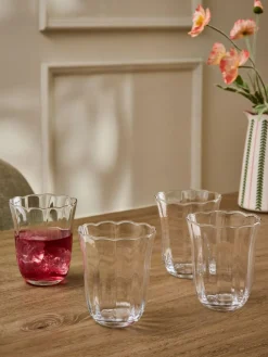 New Next Set of 4 Clear Sadie Scallop Tumbler Glasses