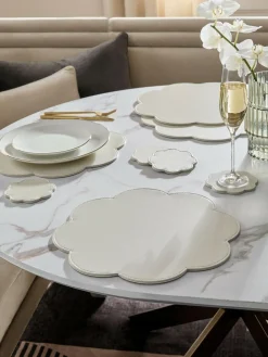 Next Set of 4 Cream Flower Faux Leather Placemats and Coasters^ Table Linen, Placemats & Coasters