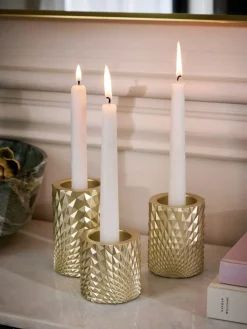 Clearance Next Set of 3 Gold Hex Tiered Tea Light Candle Holders